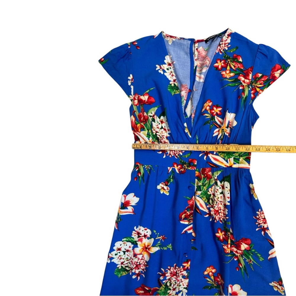 Express Blue Tropical Floral Maxi Dress XS Hawaiian Vacation Boho - Picture 3 of 10